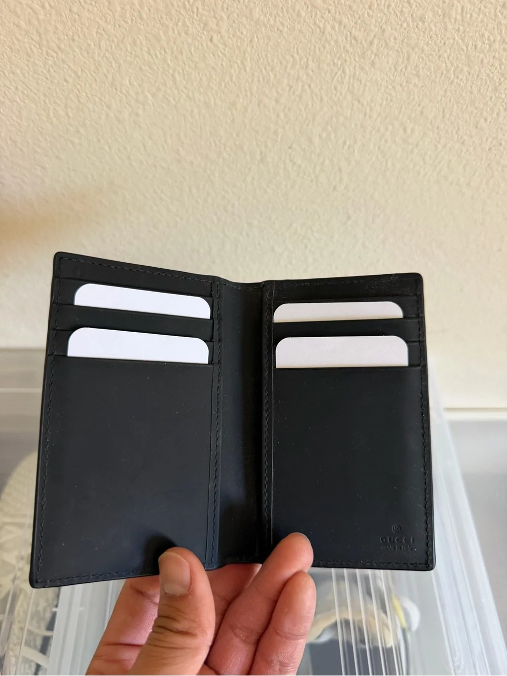 Gucci Black Embossed GG Leather Card & Key Holder